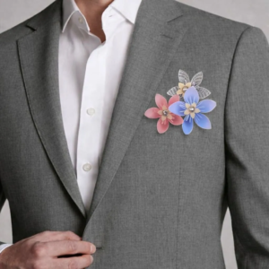 boutonniere mariage homme en fleurs eternelles et papier fait main