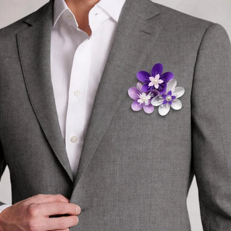 Boutonnière de mariage pour homme en fleurs de papier boutonniere mariage homme fleurs papier origami fait main idealisa