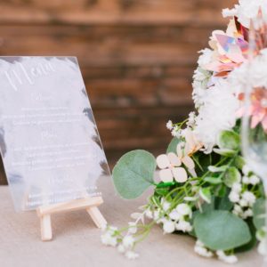 Menu de mariage sur verre en vinyle