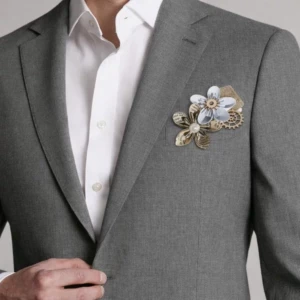 boutonniere mariage homme en fleur papier artisanale elegante style champetre pour costume