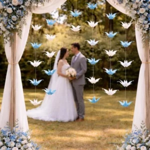 Guirlande de grues en papier origami pour décoration de mariage romantique et suspendue