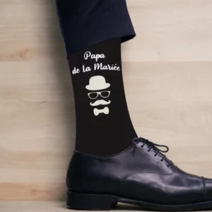 Chaussettes homme mariage papa de la mariee personnalisées élégantes pour costume et cadeau de cérémonie