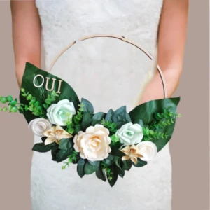 Couronne de mariée avec roses éternelles en papier, bouquet romantique et durable pour mariage