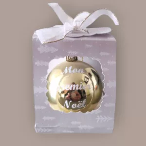 boule de noel personnalisee 1er noel etoile doree et blanc
