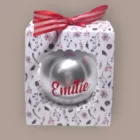 boule de noel personnalisee noel du bonheur grise et rouge