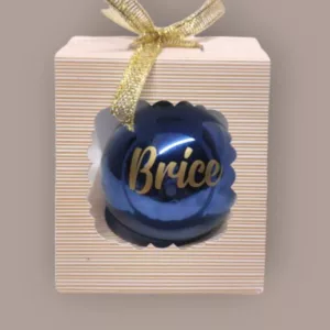 boule de noel personnalisee noel eclatant bleue et doree