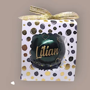 boule de noel personnalisee noel emotion vert et doree