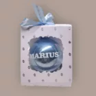 boule de noel personnalisee noel etincellant bleu clair et blanc