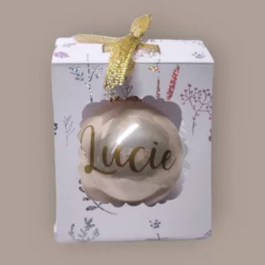 boule de noel personnalisee noel merveilleux rose et doree