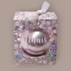 boule de noel personnalisee noel radieux rose et blanche