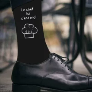 chaussettes personnalisées chef cuisto chaussettes noires personnalisees ideales comme cadeau pour homme