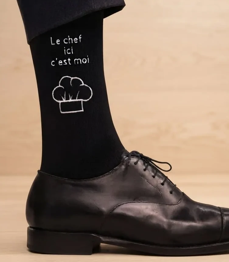 chaussettes-personnalisees-homme-chef-cuisto paire de chaussettes personnalisees homme motif chef cuisto