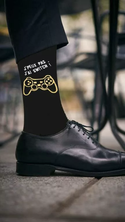 chaussettes personnalisées j peux pas jai switch chaussettes noires personnalisees ideales comme cadeau pour homme