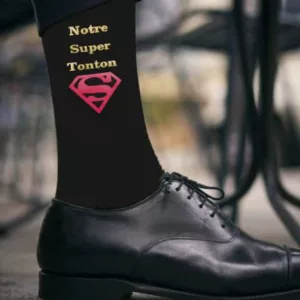 chaussettes personnalisées mon super pouvoir chaussettes noires personnalisees ideales comme cadeau pour homme