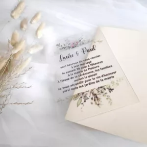 faire part de mariage transparent amour en transparence en plexiglass personnalise pour tout theme de mariage