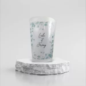 gobelet de mariage personnalise douceur a deux avec un design d'eucalyptus ideal pour cocktail