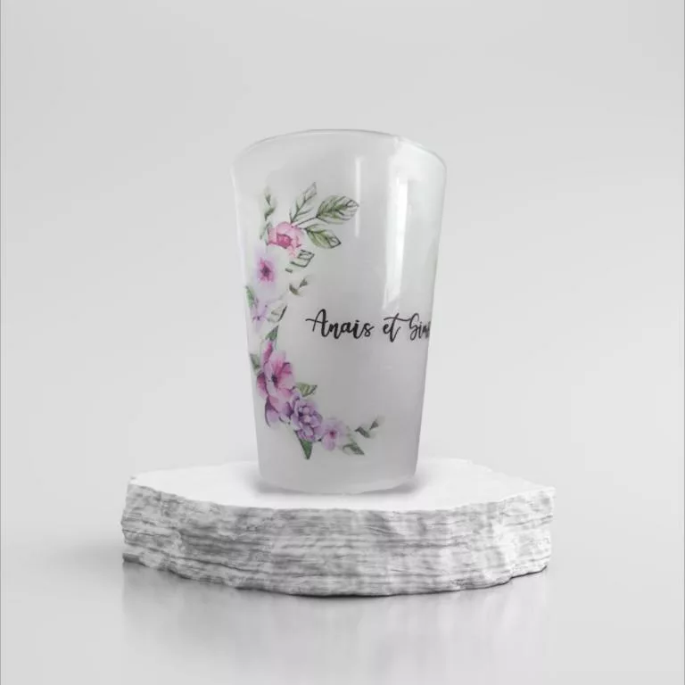 gobelet de mariage personnalise regal romantique avec design de fleurs idela pour les cocktail