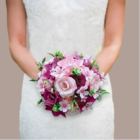 Bouquet de mariée artisanal en fleurs en papier rose et framboise fait main par IdeaLisa