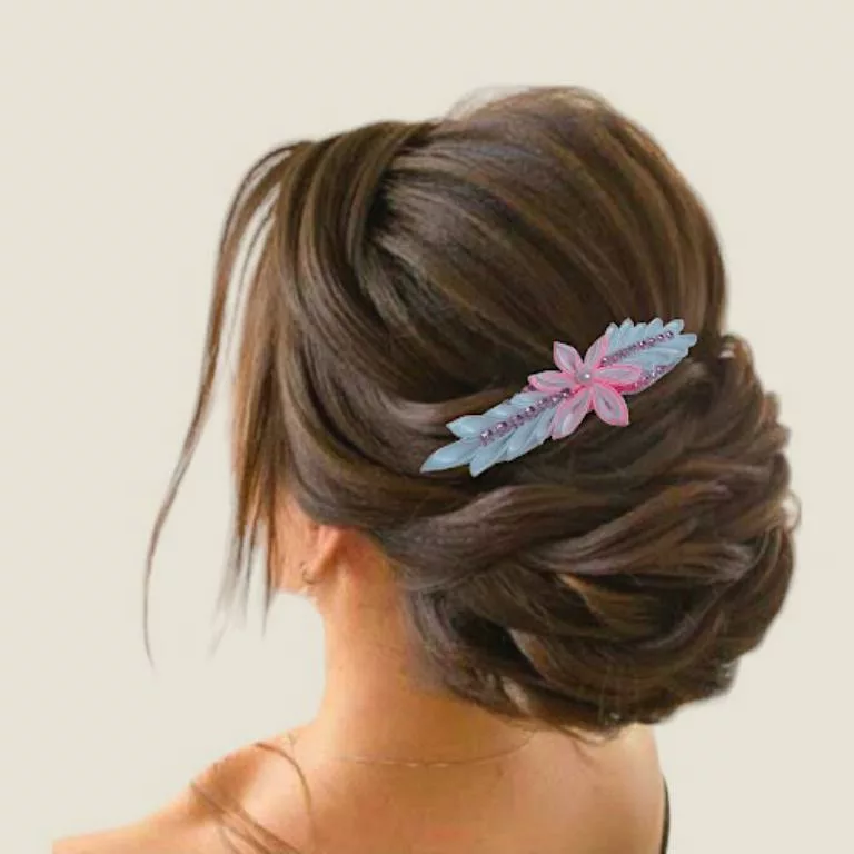 accessoire de cheveux mariee jardin d elegance accessoire de cheveux de mariée en fleurs en satin rose et blanc avec des strass a personnaliser selon le theme de mariage