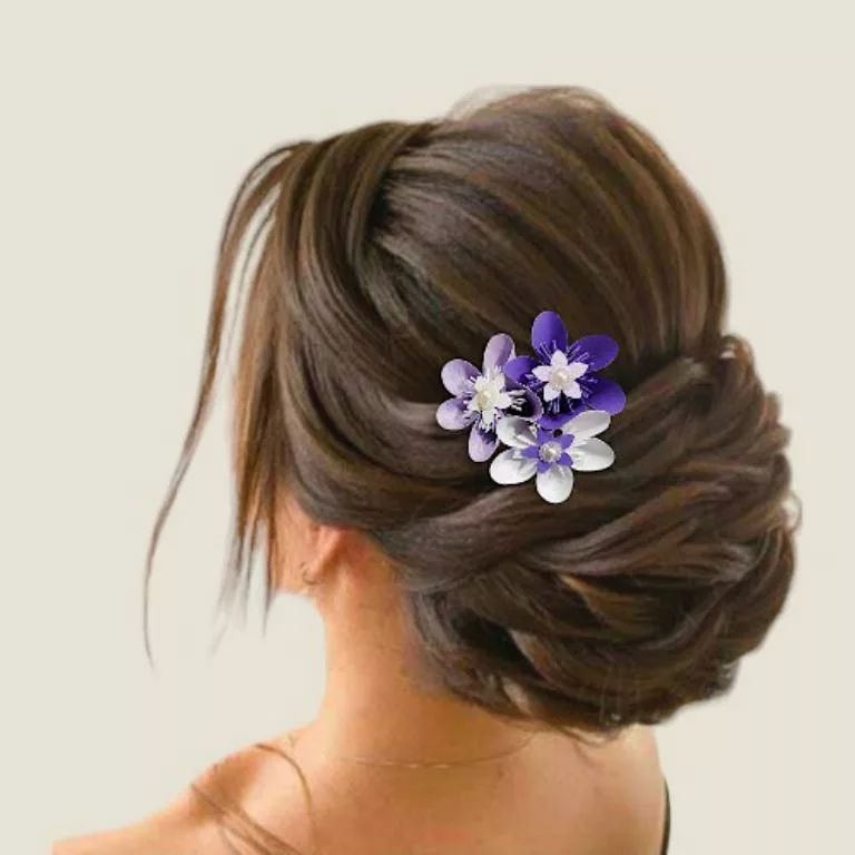 accessoire de cheveux mariee lumiere botanique accessoire de cheveux violet avec fleurs en etoile en papier à personnaliser selon le theme de mariage
