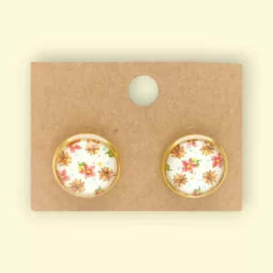 boucles d'oreilles cabochon blanc fleuri bijoux fantaisie en acier inoxydable idéal comme cadeau