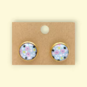 boucles d'oreilles cabochon bleu à fleurs boucles d'oreilles cabochon bleu à fleurs bijoux fantaisie en acier inoxydable idéal comme cadeau