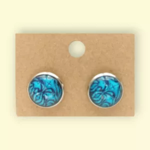 boucles d'oreilles cabochon bleu mer bijoux fantaisie en acier inoxydable idéal comme cadeau