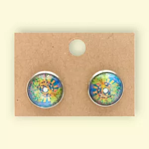 boucles d'oreilles cabochon bleu psychadélique boucle d oreille cabochon fantaisie bijoux en acier inoxydable ideal pour un cadeau