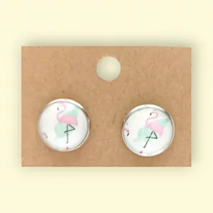 boucles d'oreilles cabochon flamant rose fantaisie bijoux en acier inoxydable ideal pour un cadeau