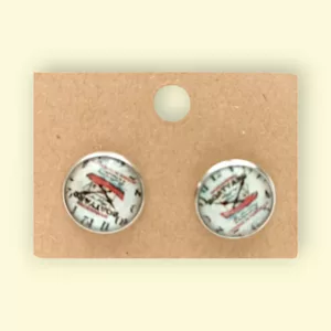 boucles d'oreilles cabochon horloge argentee bijoux fantaisie en acier inoxydable idéal comme cadeau