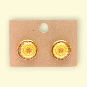 boucles d'oreilles cabochon jaune soleil