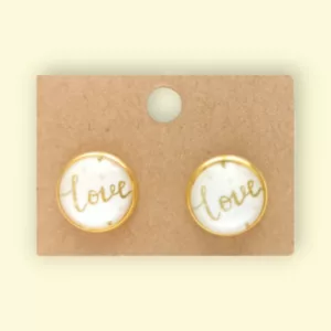 boucles d'oreilles cabochon love bijoux fantaisie en acier inoxydable idéal comme cadeau