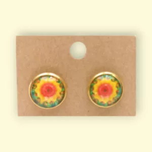 boucles d'oreilles cabochon psychadélique bijoux fantaisie en acier inoxydable idéal comme cadeau