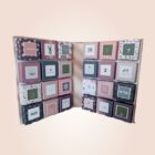 calendrier de l'avent violet en forme de livre avec boites cadeaux pour noel