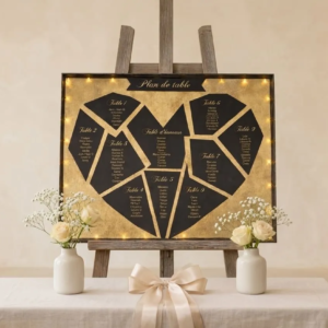 Plan de table plan de table mariage en forme de coeur puzzle personnalise en bois