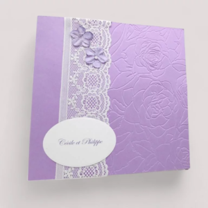 faire part de mariage original aventure a deux avec papier gaufre et dentelle