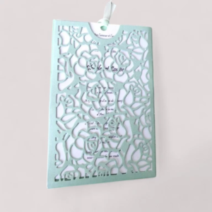 faire part de mariage symphonie de l amour avec pochette de rose vertes