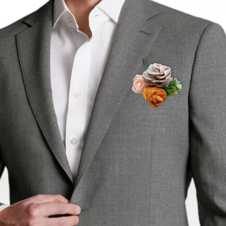 BROCHE BOUTONNIÈRE HOMME/FEMME Ivoire/Rose Fuchsia Fleur Mariée/Mariage pas cher EUR 11,00 - FR