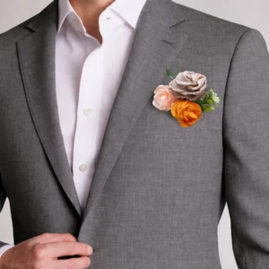 Boutonnière de mariage en fleur de papier unique, accessoire élégant et artisanal pour costume homme