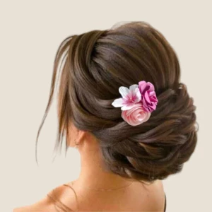 Accessoire de cheveux de mariée en fleurs de cerisier en papier crépon rose fuchsia, headpiece mariage bohème fait main.