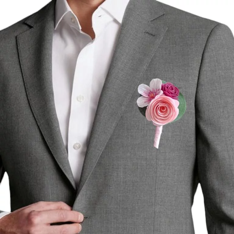 Boutonnière Fleurs Artificielles Pour Mariage – Décoration élégante Pour Costume