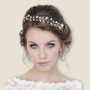 Couronne de cheveux de mariée en perles et strass, accessoire de coiffure mariage élégant style bohème chic