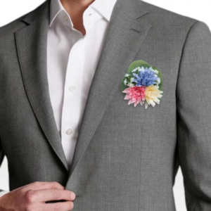 boutonniere homme touche naturelle boutonniere de marie parme avec des fleurs en papier rose ivoire et parme a personnaliser pour tout theme de mariage