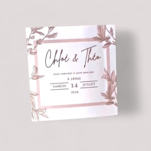 Faire-part de mariage moderne avec dorure à chaud rose gold sur papier élégant, design minimaliste et chic