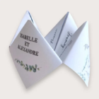 menu de mariage original en forme de cocotte en papier pliée origami cocotte gourmande