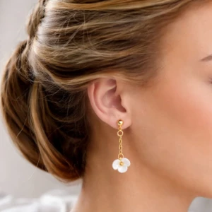 boucles oreilles fleurs nacrées perles mariage mariée élégantes bijoux