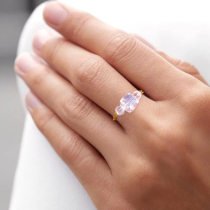 bague ajustable lumiere nacree bague reglable avec chaine en acier inoxydable ideale comme bijou de mariage