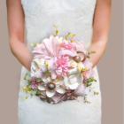 Bouquet de mariée éternel en fleurs de papier origami rose pastel et blanc - Secret de Pétales