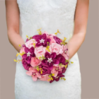 Bouquet de mariée rond en papier origami rose framboise Mélodie Florale