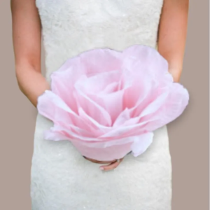 Bouquet de mariée rose géante en papier crépon fait main rose